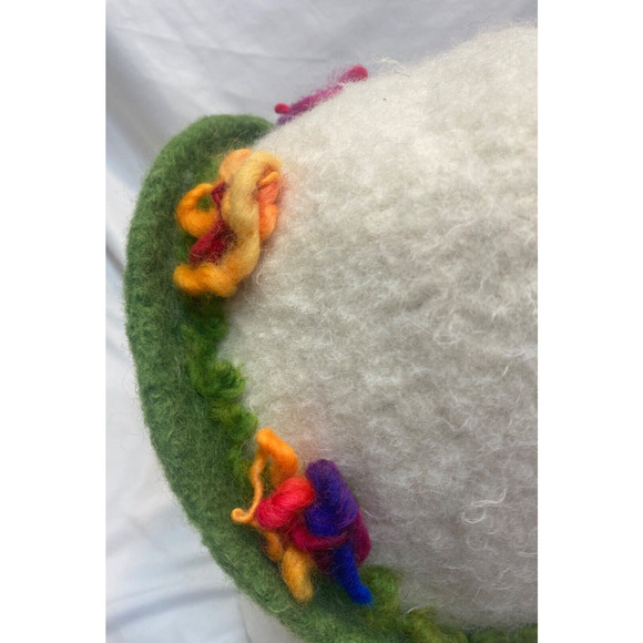 Hand Crafted Felted Wool Hat RAINBOW FLOWERS Bucket Style - Picture 5 of 7